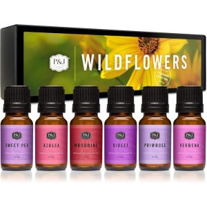 imagePampampJ Fragrance Oil Nature Set  Forest Pine Ocean Breeze Rain Fresh Cut Grass Sandalwood and Bamboo Candle Scents for Candle Making Freshie Scents Soap Making Supplies Diffuser OilWildflowers
