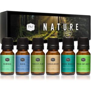 imagePampampJ Fragrance Oil Nature Set  Forest Pine Ocean Breeze Rain Fresh Cut Grass Sandalwood and Bamboo Candle Scents for Candle Making Freshie Scents Soap Making Supplies Diffuser OilNature