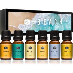 imagePampampJ Trading Fragrance Oil Beach Set  Ocean Breeze Papaya Pina Colada Mango Pineapple and Night Air Candle Scents for Candle Making Freshie Scents Soap Making Supplies Diffuser Oil Scents