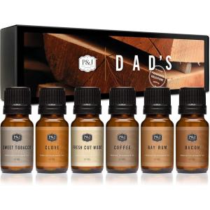 imagePampampJ Trading Fragrance Oil Dads Set  Bay Rum Sweet Tobacco Bacon Coffee Clove Fresh Cut Wood Candle Scents for Candle Making Freshie Scents Soap Making Supplies Diffuser Oil Scents