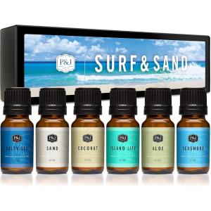 imagePampampJ Trading Fragrance Oil Surf ampamp Sand Set  Salty Sea Sand Coconut Island Life Aloe Seashore Candle Scents for Candle Making Freshie Scents Soap Making Supplies Diffuser Oil Scents