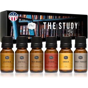 imagePampampJ Trading Fragrance Oil The Study Set  Leather Coffee Old Books Cedar Amber Sweet Tobacco Candle Scents for Candle Making Freshie Scents Soap Making Supplies Diffuser Oil Scents
