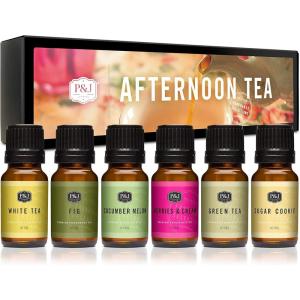 imagePampampJ Trading Fragrance Oil Afternoon Tea Set  Fig White Tea Green Tea Sugar Cookies Cucumber Melon and Berries ampamp Cream Candle Scents for Candle Making Freshie Scents Soap Making Supplies